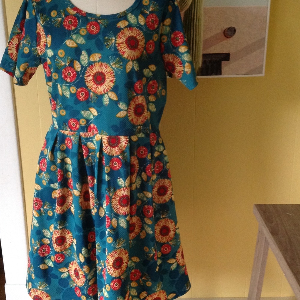 Lularoe Amelia xxl teal floral dress unicorn